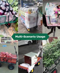 Beefy All Terrain Utility Cart Heavy Duty Garden Trailer with 110-330 lbs load, carrying fruit, drinks, flowers, bricks, boxes, plants