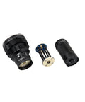 K70 LED Flashlight With CREE XHP35 HI LED, 2600 Lumens, 1300 Meter Throw, Rugged Black Finish components shown