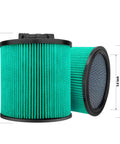 Shop Vac HEPA Replacement Cartridge And Bag Kit with green pleated HEPA filter for wet and dry vacuum cleanups