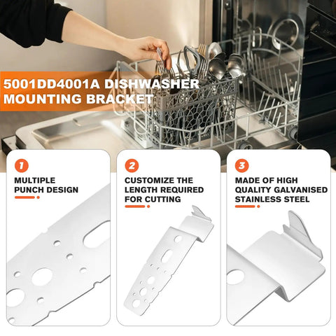 Under Counter Dishwasher Mounting Bracket Kit 2 Pack Replacement Fits LG Samsung GE Whirlpool Illustrated Features
