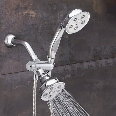 Caspian Anystream 2 Way Shower System With Handheld Head 2.5 GPM Brushed Nickel Finish Ergonomic Grip 360 Degree Spray Transitions
