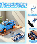 8-In-1 Folding Hex Key Set With Carabiner, CR-V Steel Metric Allen Wrenches 1.5-6mm beside toy car and bolts