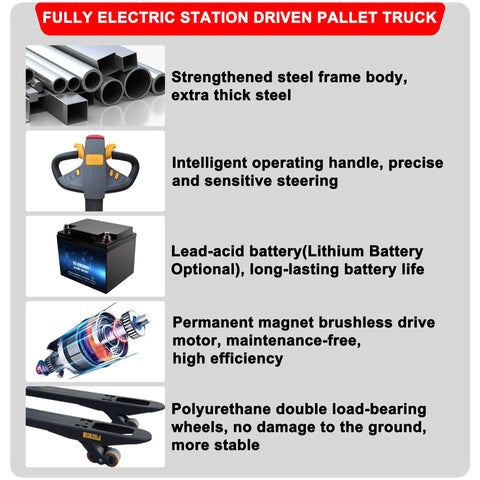 Professional Grade Electric Pallet Truck Featuring Rock Solid Lithium Battery Power And Heavy Duty 5000 Lb Capacity Built Tough For Effortless Warehouse Hauling And Smooth Shipping Loads In Tight Spaces