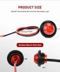 10 Pack 3/4 Inch Round LED Clearance Lights For Trucks RVs Cars Buses Trailers And Boats Front Rear Side Marker Indicator Bullets 12V Red