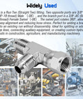 Run Tee Swivel Hose Fittings 3/8 JIC 9/16-18 SAE J514 Standard Carbon Steel Swivel Tee With 360 Degree Branch Port And 3/8 JIC Male Opposite Ports Easy Alignment And Less Hose Stress For Hydraulic Lines, carbon steel hydraulic tee