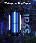 Cordless Bug Zapper For Patio And Camping Solar Powered Mosquito Zapper With LED Light Battery Operated Day Night Sensor IP65 Waterproof hanging outdoors in rain