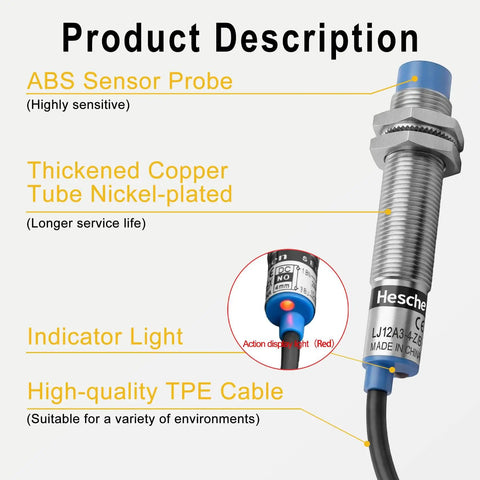 Inductive Proximity Sensor Switch M12 Non Shield Type With 4mm Sensing Distance Normally Open NO 2 Wire 10 To 30 VDC 200 mA
