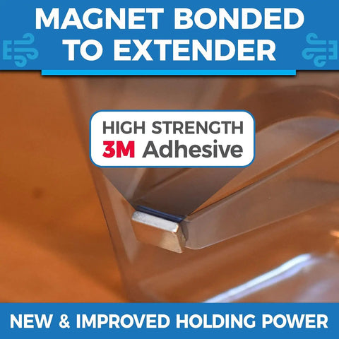 Close-up of Air Under Furniture Magnetic Vent Extender with 3M adhesive and strong neodymium magnets for secure attachment.