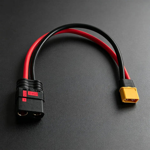 Super Cool Xt60s Male To Qs8 Female Charging Wire Cord For Rc Cars And Quadcopters With Thick Silicone Insulation For High Current Power Systems Available In Short Long And Extra Long Lengths, 25cm adapter with red and black wires.