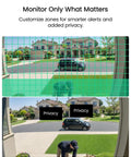 View from Boss Grade 8 Channel CCTV DVR with H265 Plus showing AI motion detection areas for privacy and security.