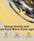 52 Inch Premium Farmhouse Ceiling Fan With Warm Ambient Glow Reversible Dual Finish Blades Buttery Smooth Six Speed Dc Motor Wireless Remote close-up of warm LED light.