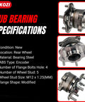 Hub bearing specifications for 2 Piece 512388 Rear Wheel Bearing Hub Assembly Drop In Fit For Altima 2007-2018 and more.