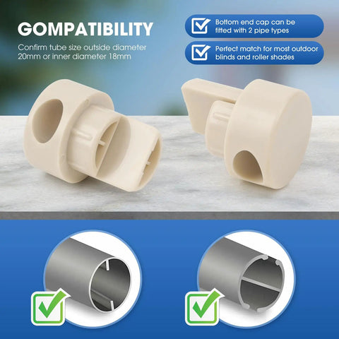 Universal Fit Shade Replacement Parts With Unbreakable End Cap For Coolaroo Outdoor Blinds Tie Down Kit For Exterior Roller Shades Beige Set