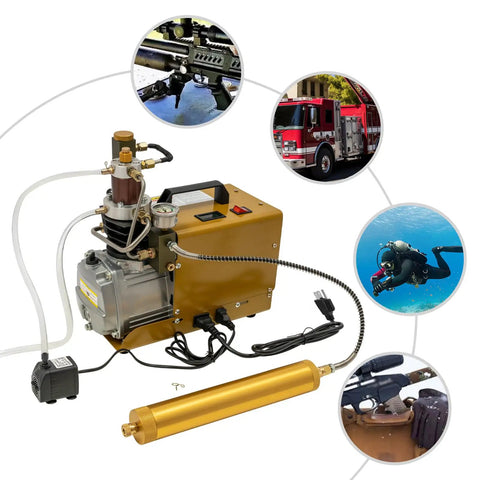 Proyongoo High Pressure Air Compressor 1800W Copper Motor Portable PCP Pump 30Mpa Industrial Testing Tire Inflation Small Diving Bottles Strong Built Steel Shell Lasts Long Efficient Inflation