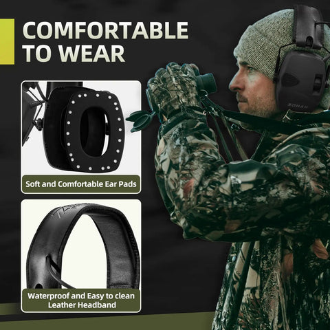 Electronic Shooting Ear Protection With Sound Amplification And Active Noise Reduction Earmuffs For Gun Range, Slim Fit