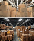 Automatic Heavy Duty Case Sealer With Adjustable Carton Belt Drive Smooth Continuous Operation Rock Solid Workhorse For Busy Warehouses stacked boxes in a warehouse setting.