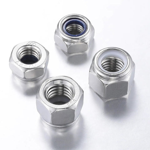 M10 Nylon Inserted Stainless Steel Hex Lock Nuts 304 Self Locking Self Clinching Pack Of 20 10mm Thread 17mm Across Flats