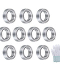 Deep Groove Ball Bearings Set 5x8x2.5mm For Rollers And Skateboards, Double Metal Seals with Carbon Fiber Gloves, 10 Piece Pack