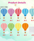 Image showing 45 Piece Colorful Hot Air Balloon Cutouts For Bulletin Boards And Classroom Decor, 9 Styles With Easy Glue Dots
