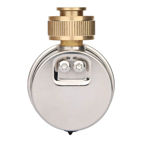 Rear view Glycerine Filled 2 Inch Stainless Steel Water Pressure Test Gauge With Big Dial Readout 0 to 200 PSI and KPa.