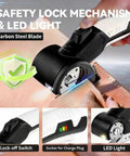 AyP Cordless Electric Scissors 4.2V Rotary Box Cutter With Utility Knife And Storage Case features safety lock and LED light.