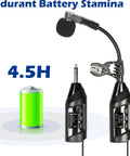 Wireless Saxophone Microphone System Clip On Instrument Microphone For Sax And Trumpet With Preset EQ And Echo, 4.5H