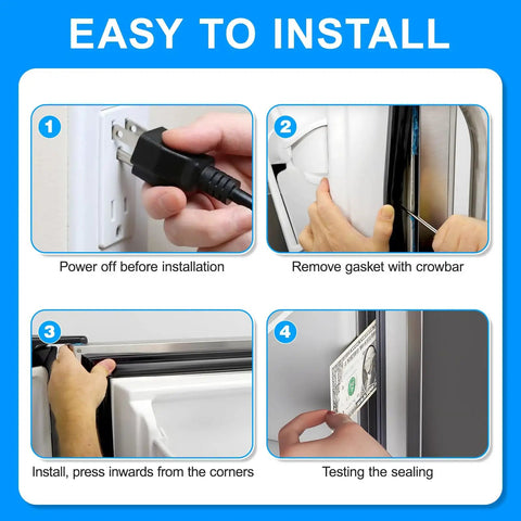 Installation steps for Upgraded 241872509 Freezer Door Gasket With Magnetic Seal And PVC Outer Layer for refrigerators.