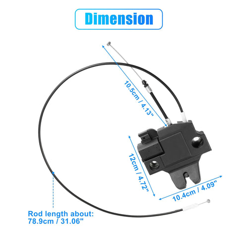 Dimensions of Rear Trunk Latch Lock Actuator Motor 64600-53060 for Lexus IS F IS250 IS350 2006-2013 with cable rod