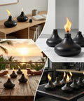 Upgraded Tabletop Torch Set Of 6 With 24.5 Oz Citronella Fuel Refillable Metal Lanterns for Patio Garden Outdoor Parties