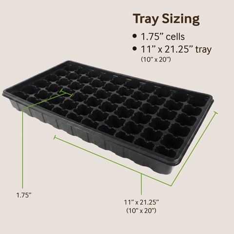 72 Coconut Coir Seed Starter Pellets Kit With Humidity Dome And Watertight Tray 35mm Peat Free Pellets tray sizing diagram.