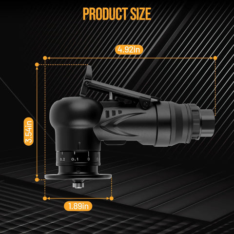 Beaiguna pneumatic chamfer tool, black with adjustable dial and side handle; 4.92in long, 3.54in tall, 1.89in wide.