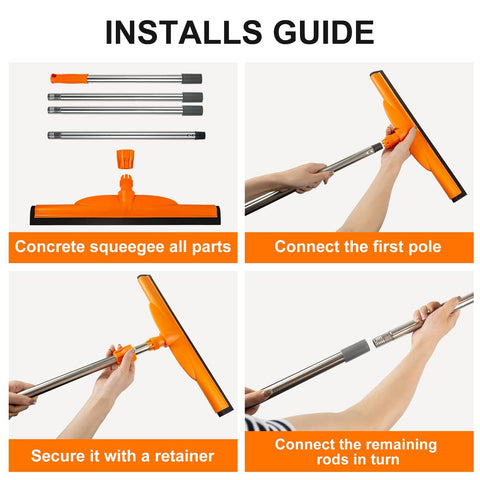 Assembly guide for Heavy-Duty Floor Squeegee With 62-Inch Adjustable Handle And EVA Foam Blade for concrete and hard floors