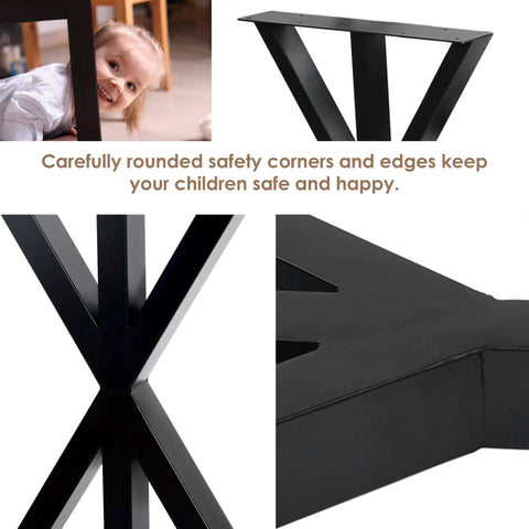Beefy Black Metal Legs 28x24 Heavy Duty Industrial For Coffee And End Tables with rounded corners detail