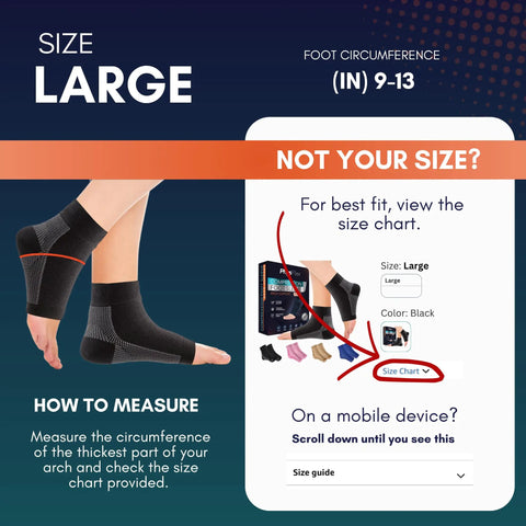 Heavy Duty Ankle Support Sock With 20 30 MmHg Compression For Foot Pain Relief Achilles Tendonitis, Large Size Guide