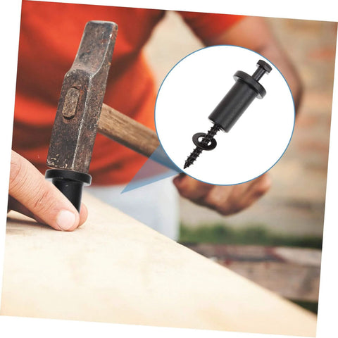 Close-up of installing Sliding Barn Door Track Spacer Kit 4 Pack Connectors using a hammer for reliable door repair.