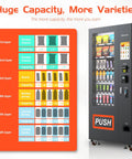 Beverage And Snack Combo Vending Machine For Businesses With Credit Card Reader Bill And Coin Acceptor Refrigerated Cold Drinks Temperature Control And Touch Screen For High Traffic Venues with capacity chart
