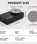 Heavy Duty Variable Speed Engraving Knife Sharpening Station With Six Grit Wheels And Stepless Forward Reverse Dial For No Sweat Hobbyist Tool Maintenance dimensions displayed on unit.