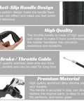 Close-up of the Ride Ready Mini Bike Throttle Assembly Kit with brake clutch lever, anti-slip handle, and cable details.