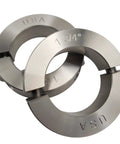 Dang Tough Two Piece Shaft Collars With 1.75 Inch Bore Diameter Premium 303 Stainless Steel for machinery, featuring engraved details.