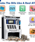 Realistic ATM Piggy Bank For Kids With Real Money Deposits Debit Card Bill Feeder Coin Recognition Balance Calculator