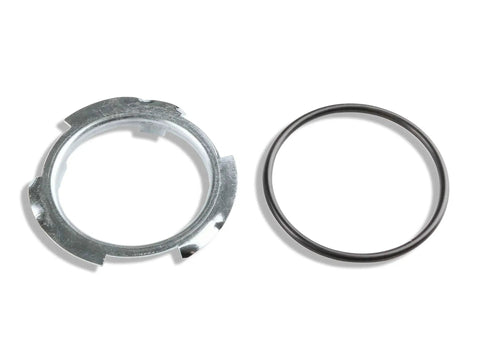 Plug And Play Oem Style Efi Fuel Tank Module With Heavy Duty Flow Pump And Internal Pressure Regulator Custom Tuned For Hardcore Muscle Car Engine Builds parts including a metal retainer and rubber O-ring.