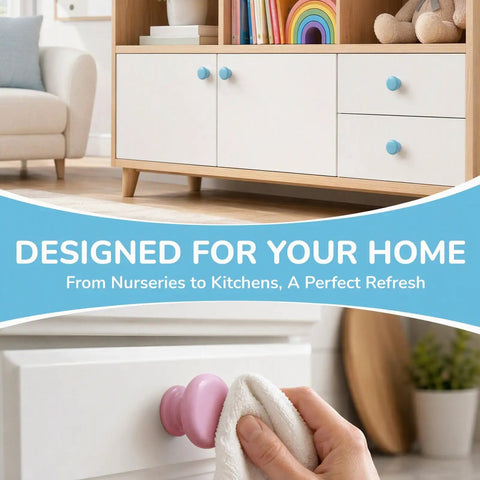 Six Pack Round Wooden Cabinet Knobs In Crisp White With Trimmable Screws For Zero Fuss Dresser And Closet Swaps That Straight Up Deliver The Goods And Keep Things Looking Sharp, viewed on a modern dresser.
