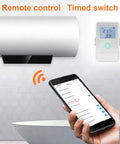 Smart WiFi Energy Monitor With Three 100 Amp High Current Channels For Home Power Tracking And Appliance Monitoring Wide Voltage Range And Current Transformer Included, shown with phone control and LCD display