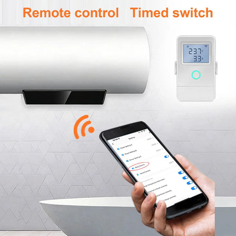 WiFi Home Energy Monitor Three Channel Power Tracker Real Time Usage Up To 100A Per Channel With 16A Relay LCD Overheat Alarm And App Control Via Tuya Smart Life For Smart Home Appliances, wall-mounted unit with phone app control