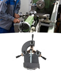 Rock Solid Metal Steady Rest For Mini Lathes With Three Point Grip And Zero Wiggle Room Providing Killer Support For Wood Or Steel Turning On 0618 CJ18 7x12 And 7x14 Models, shown in use on mini lathe.