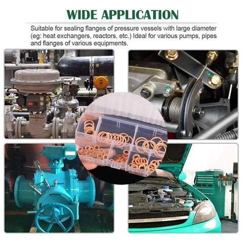 Flat Copper Washer Kit With Oil Drain Plug Gaskets Universal Sump Seal Rings Fits Most Car Engines Ensuring Heat Resistant Sealing To Stop Oil Leaks Fast And Keep the Ride Running Smoothly For Years With a Snug Fit, copper washers in organizer