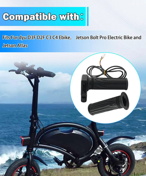 36V Ebike Throttle Grip With LCD Voltage Display Fits Dyu D3F D2F C3 C4 Ebikes And Jetson Bolt Pro Electric Bike Textured Rubber Comfort That Feels Great Replacement Grip For Smooth Acceleration