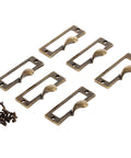 Six Pack Antique Brass Label Frame Card Holder Drawer Pulls For Cabinets And Drawers 2.12 By 1.18 Inch Zinc Alloy Durable Rust Resistant Hardware