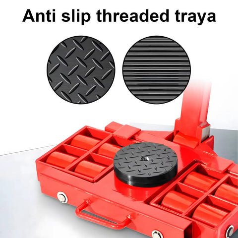 Anti-slip threaded tray detail on Heavy Duty 64 Ton Machine Skate Dollies With Hardcore Steel Wheels And Fast Lock Hooks For Zero Hassle Industrial Gear Moving Around The Shop Without A Sigh.