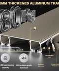 Easy Install Heavy Duty Aluminum Double Curtain Track System With Ceiling Mount Smooth Silent Sliding Rails For Drapes Room Dividers Living Room And Bedroom White Finish 2.3m 7.5ft Length, 2mm aluminum track